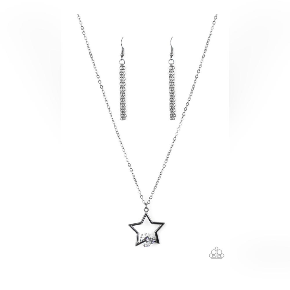 Paparazzi Starry Fireworks Black Necklace With Fish Hook Earrings